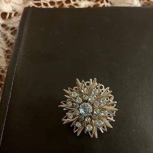Vintage Brooch with light blue stones